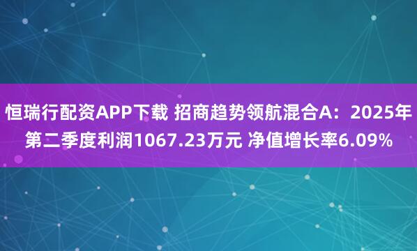 恒瑞行配资APP下载 招商趋势领航混合A：2025年第二季度利润1067.23万元 净值增长率6.09%