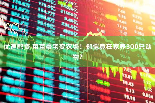 优速配资 苗苗豪宅变农场！郑恺竟在家养300只动物？