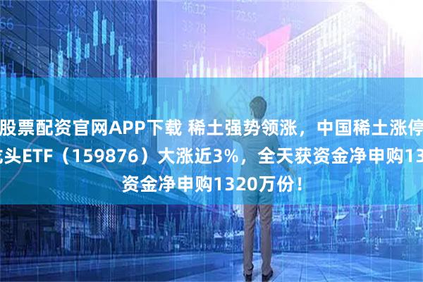 股票配资官网APP下载 稀土强势领涨，中国稀土涨停！有色龙头ETF（159876）大涨近3%，全天获资金净申购1320万份！