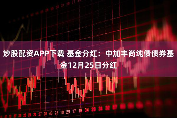 炒股配资APP下载 基金分红：中加丰尚纯债债券基金12月25日分红